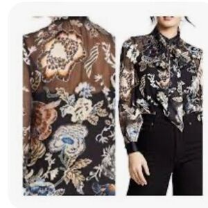 Tory Burch Black and Brown Floral Blouse